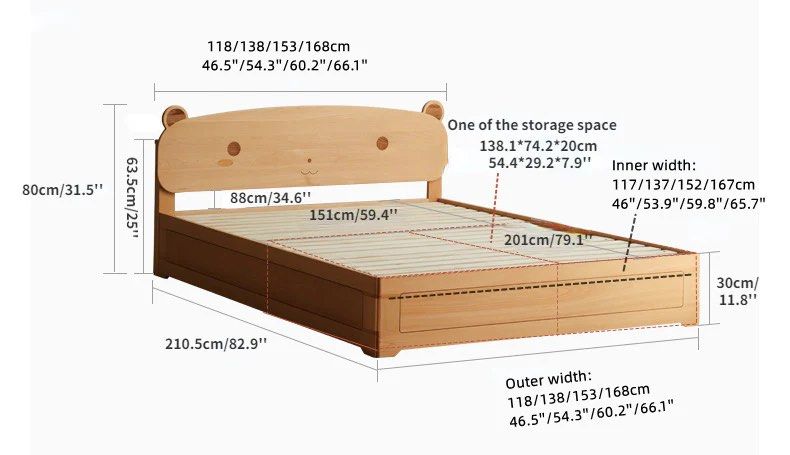 KEAL Children’s Box Storage Bed With Mattress