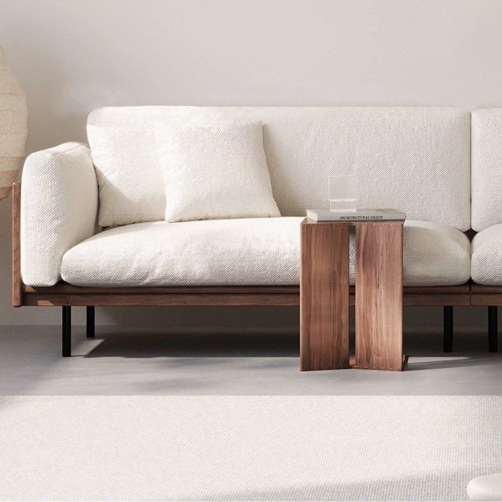 CALVIAN Rustic Walnut Fabric Sofa