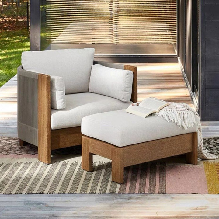 LINDY Modern Teak Wood Outdoor Sofa