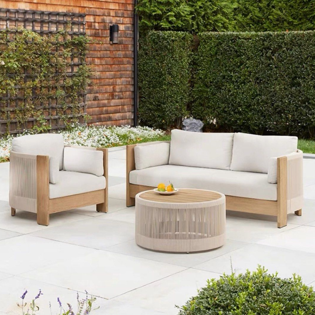 LINDY Modern Teak Wood Outdoor Sofa