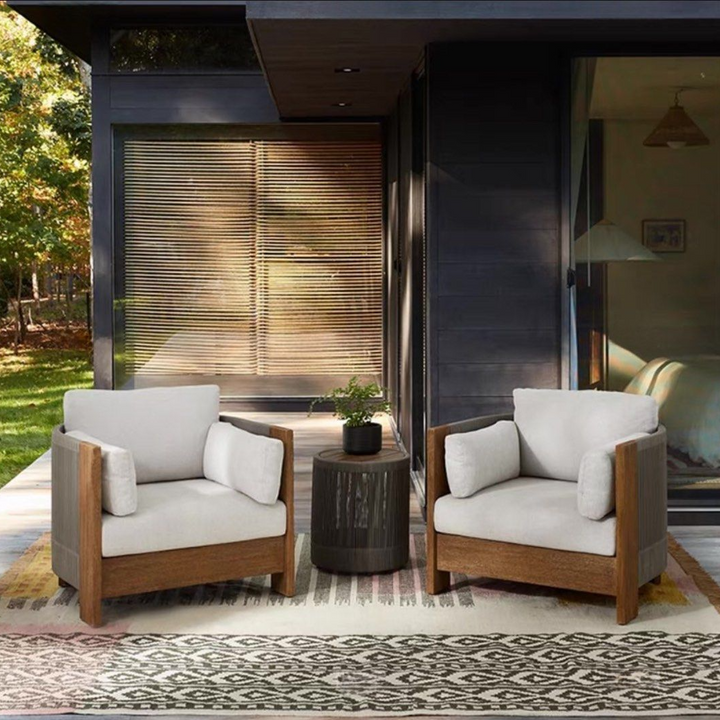 LINDY Modern Teak Wood Outdoor Sofa