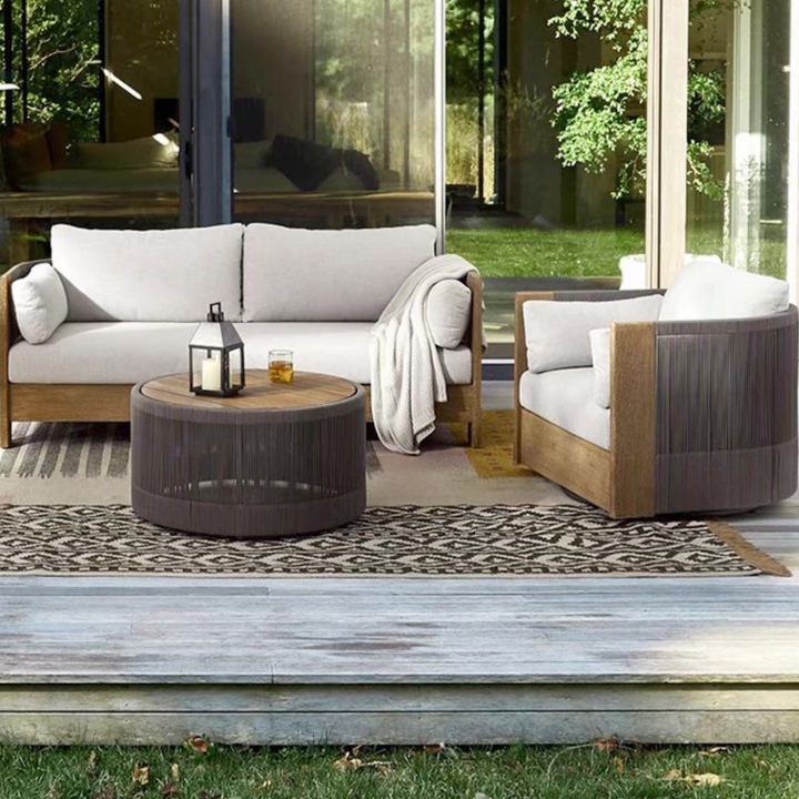LINDY Modern Teak Wood Outdoor Sofa