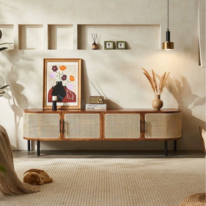 PIETT Rustic Rattan TV Console