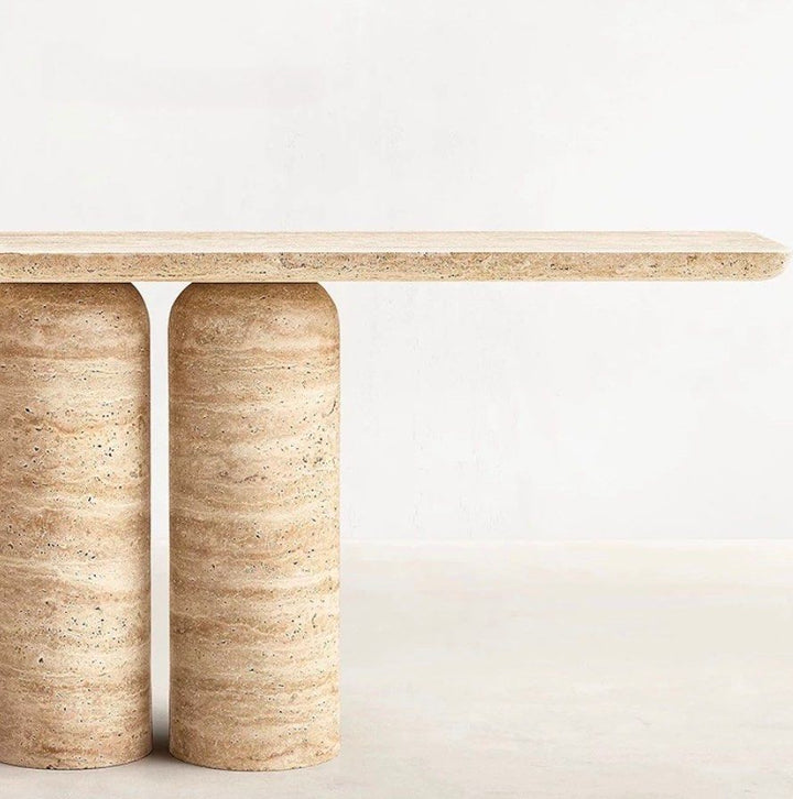 KIADES Modern Travertine Console Table