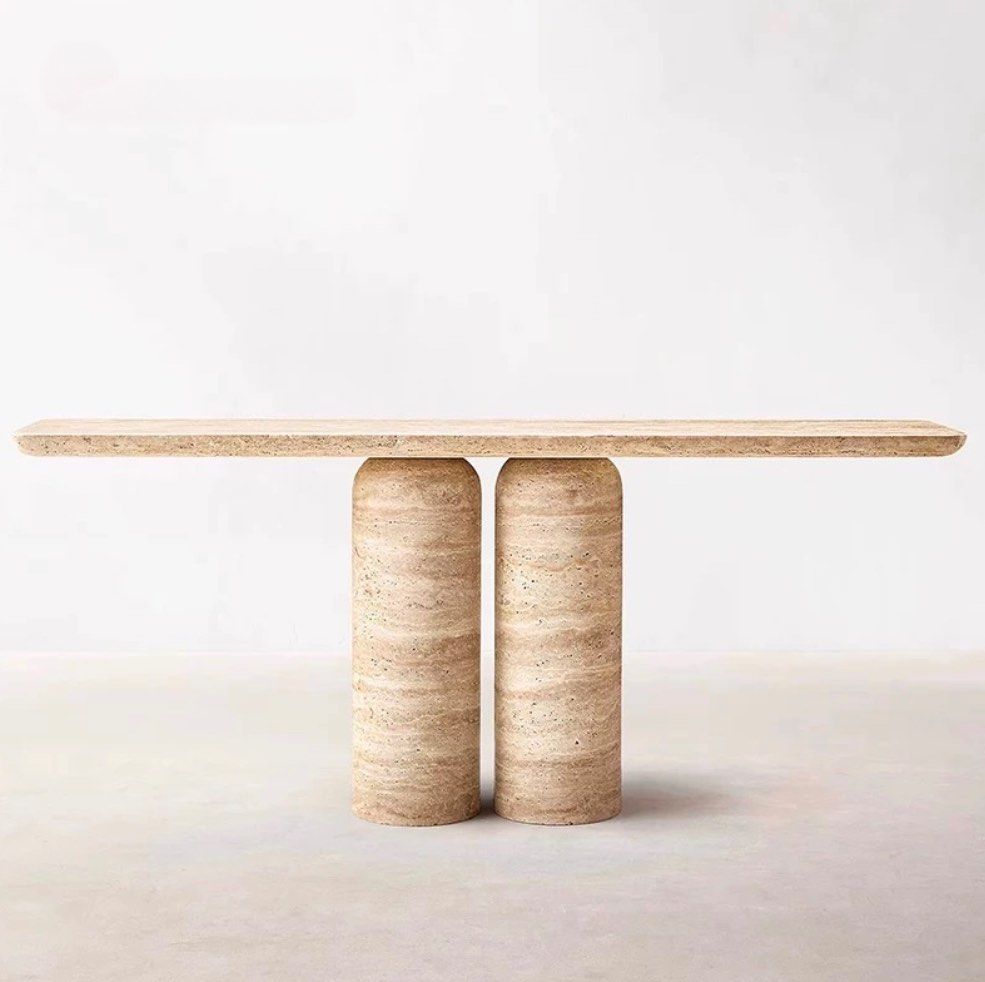 KIADES Modern Travertine Console Table