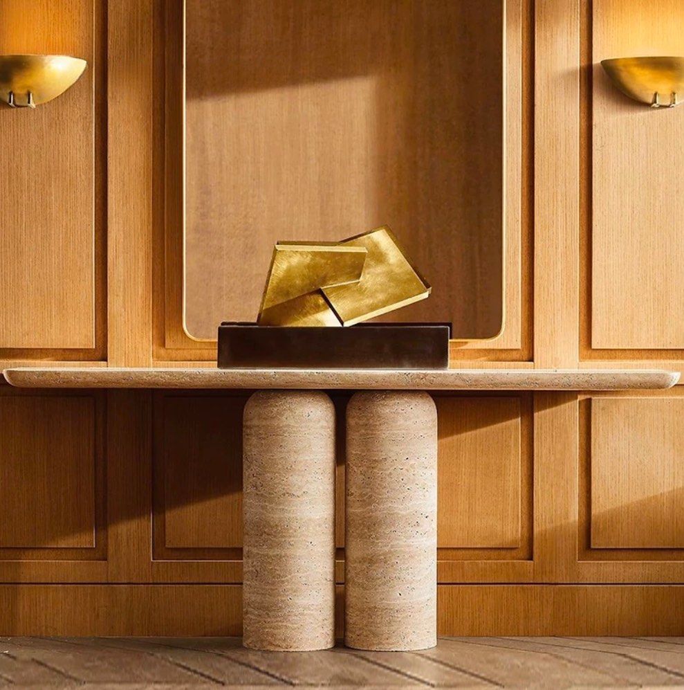 KIADES Modern Travertine Console Table