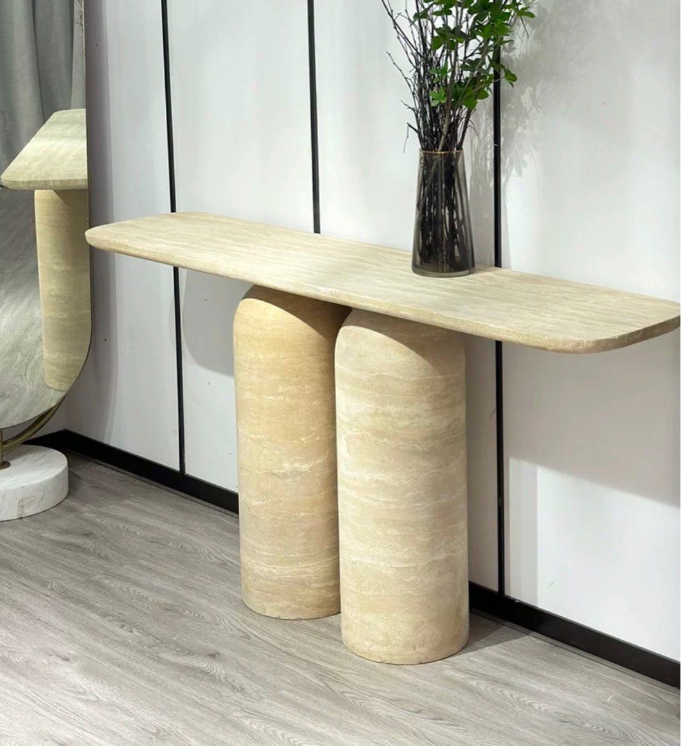 KIADES Modern Travertine Console Table