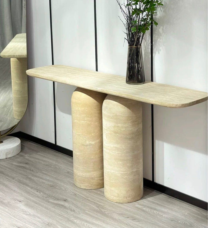 KIADES Modern Travertine Console Table