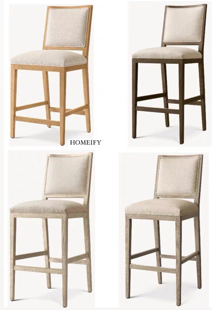 KAIRA Vintage Solid Wood Bar Stool