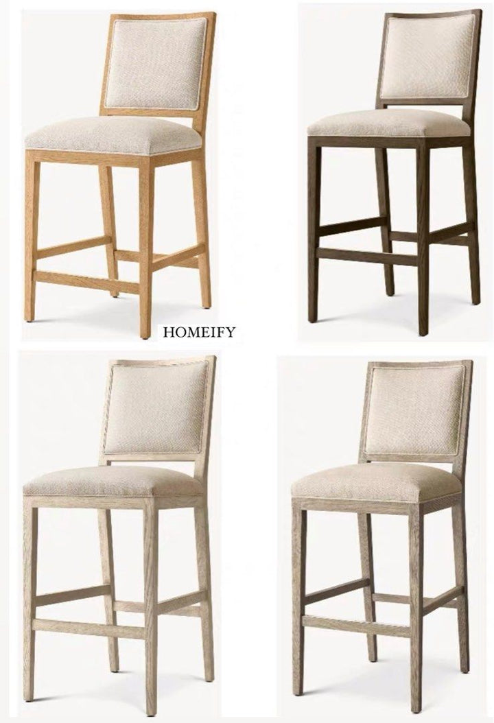 KAIRA Vintage Solid Wood Bar Stool