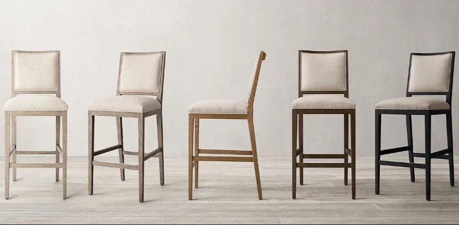 KAIRA Vintage Solid Wood Bar Stool