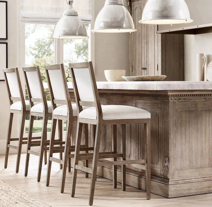 KAIRA Vintage Solid Wood Bar Stool
