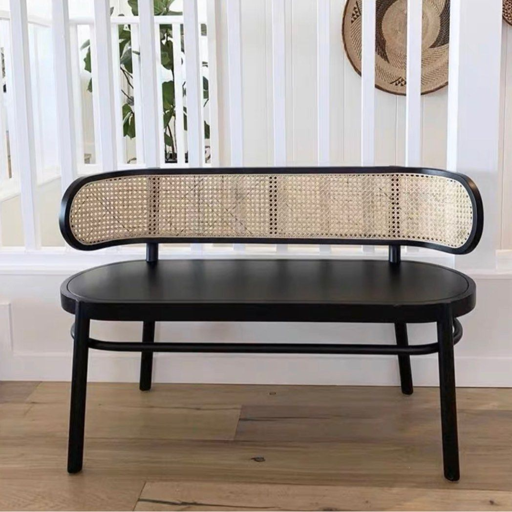 SABLE Rustic Rattan Dining Bench
