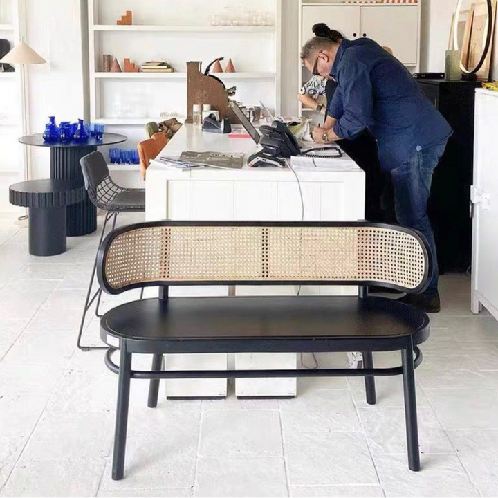 SABLE Rustic Rattan Dining Bench