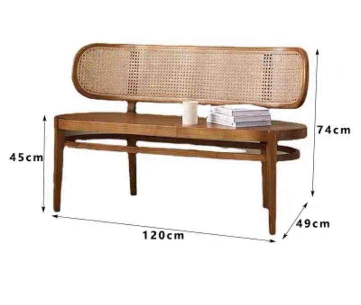 SABLE Rustic Rattan Dining Bench