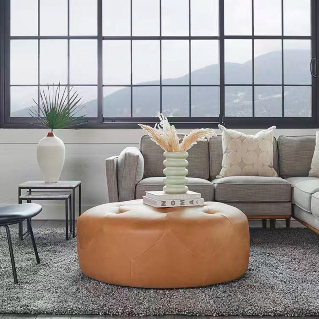 LIRIEL Modern Leather Ottoman