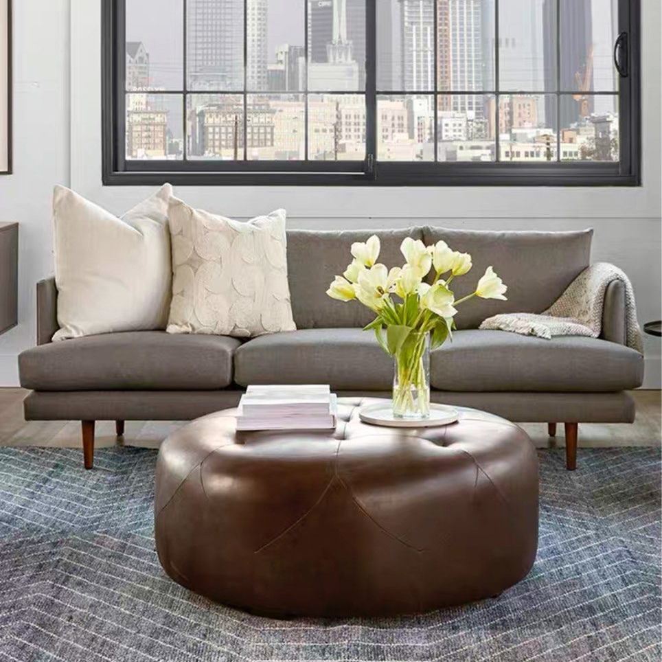 LIRIEL Modern Leather Ottoman