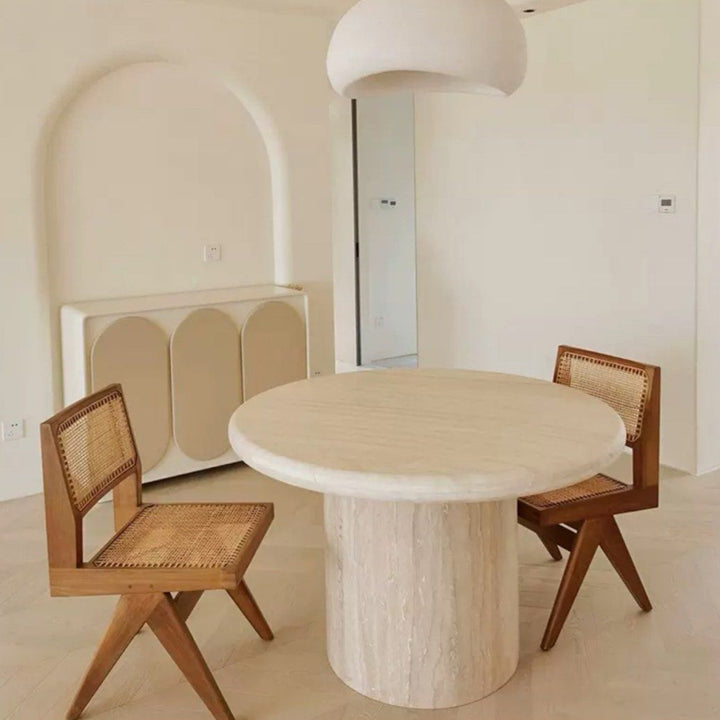 FRAMPTON Modern Travertine Round Dining Table