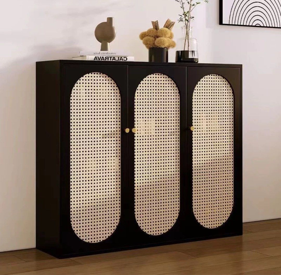 KOVIES Modern Rattan Shoe Cabinet