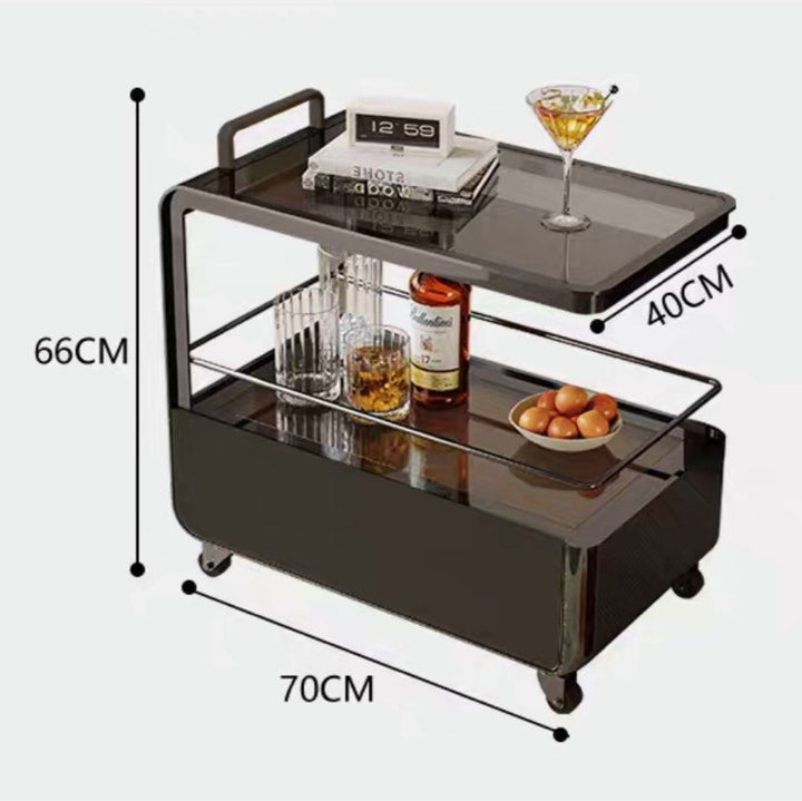 KREKE Modern Bar Cart With Drawer