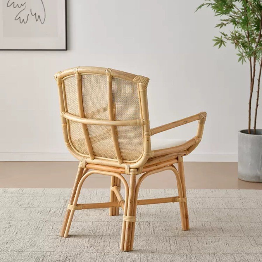 LASHINA Rustic Rattan Dining Chair