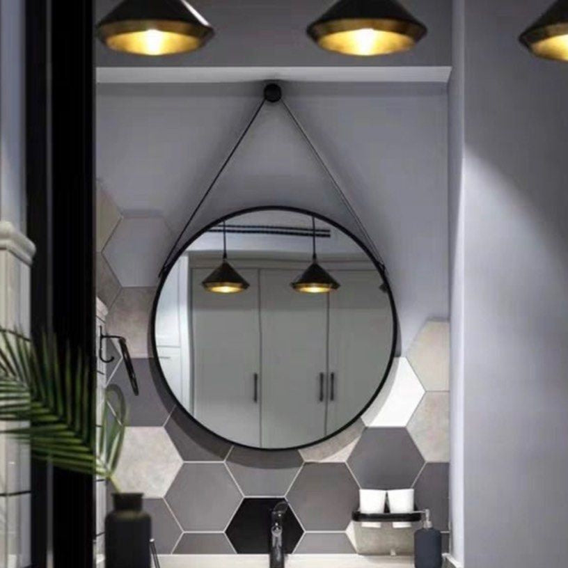 LARENS Industrial Round Wall Mirror