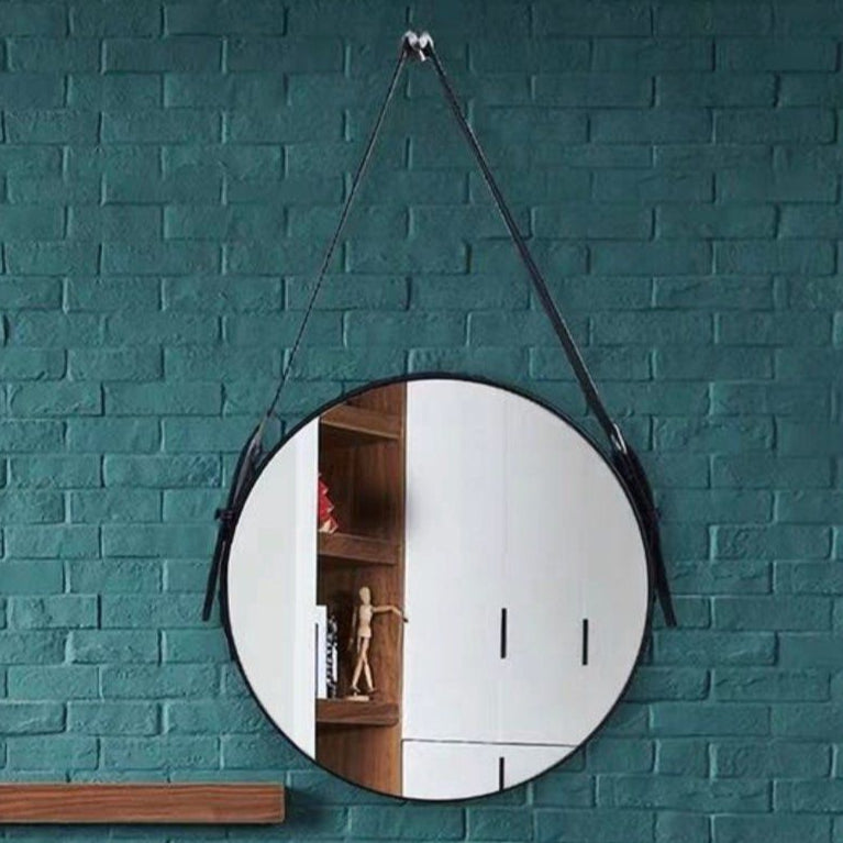 LARENS Industrial Round Wall Mirror