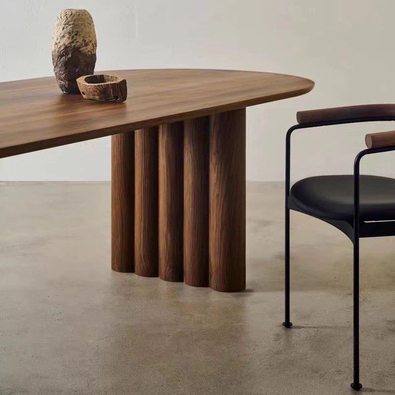 MARL Modern Fluted Solid Wood Dining Table