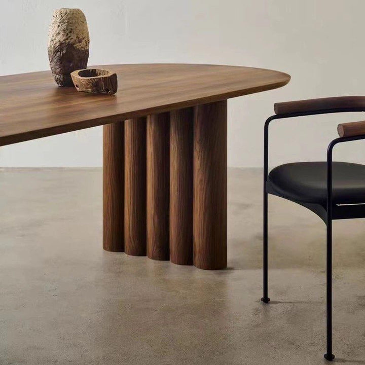 MARL Modern Fluted Solid Wood Dining Table