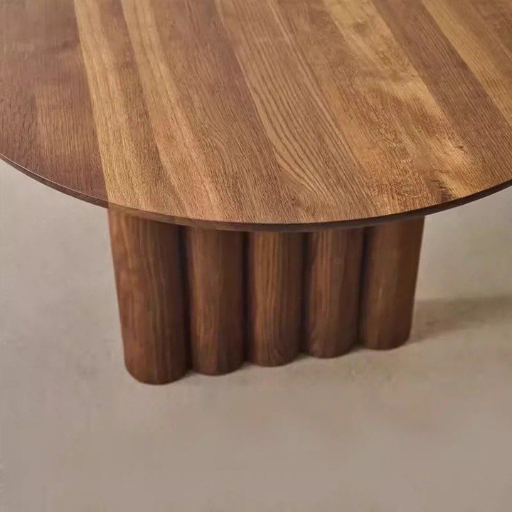 MARL Modern Fluted Solid Wood Dining Table