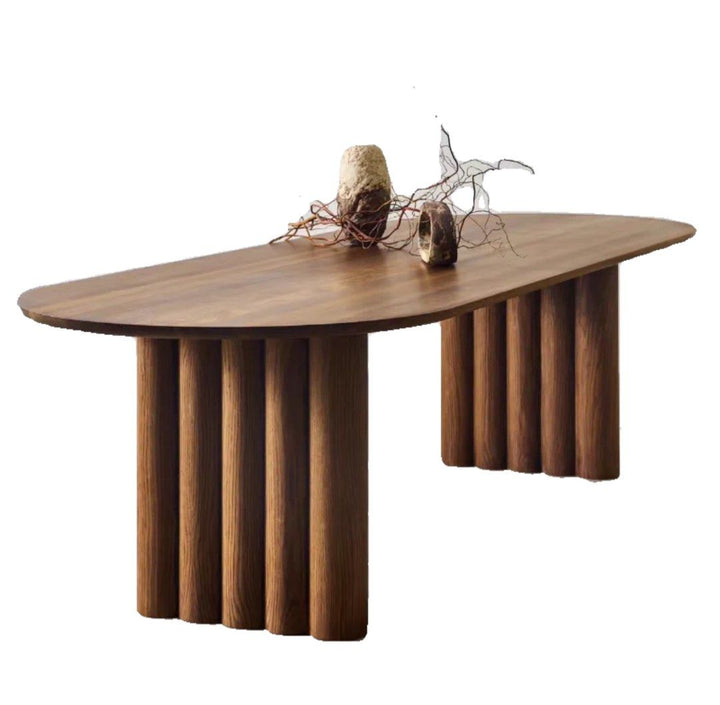 MARL Modern Fluted Solid Wood Dining Table