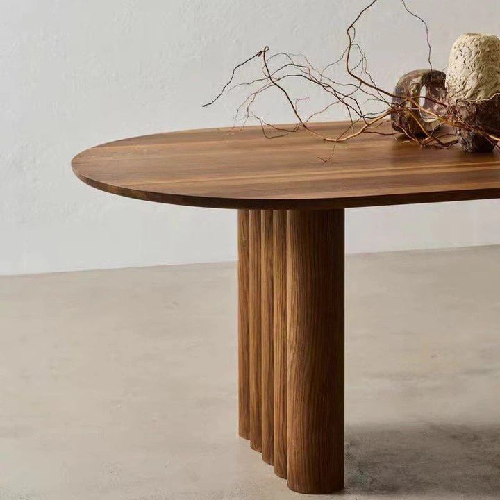 MARL Modern Fluted Solid Wood Dining Table