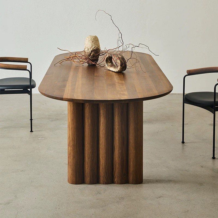 MARL Modern Fluted Solid Wood Dining Table