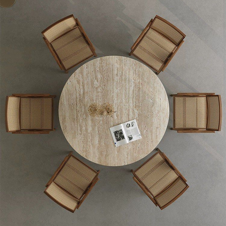 VENICE Modern Round Travertine Dining Table