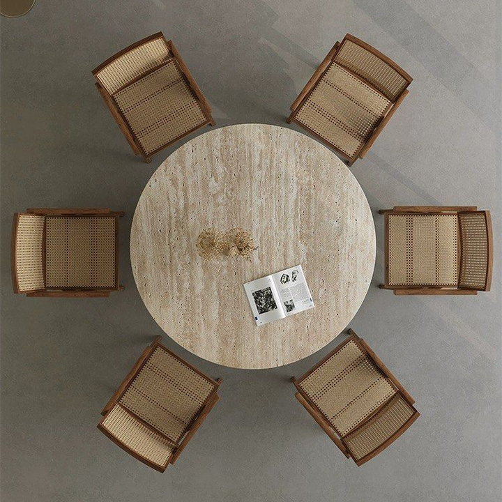 VENICE Modern Round Travertine Dining Table