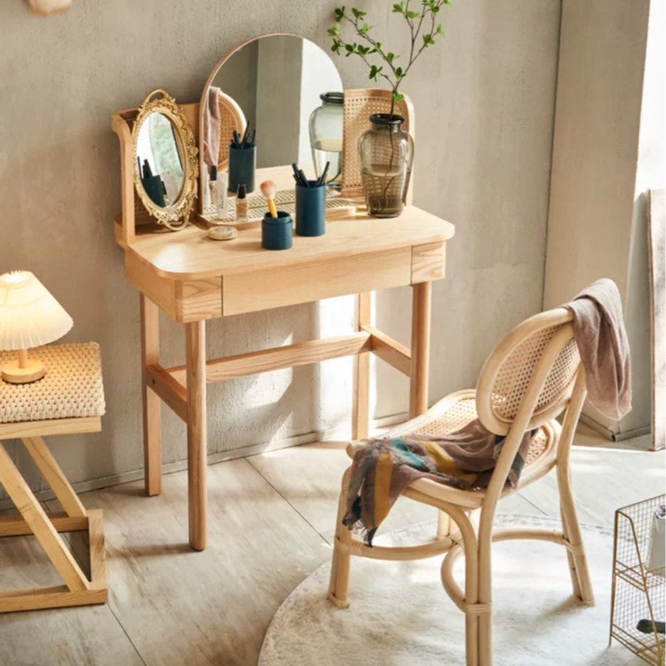 LINDOE Japandi Solid Wood Vanity Table