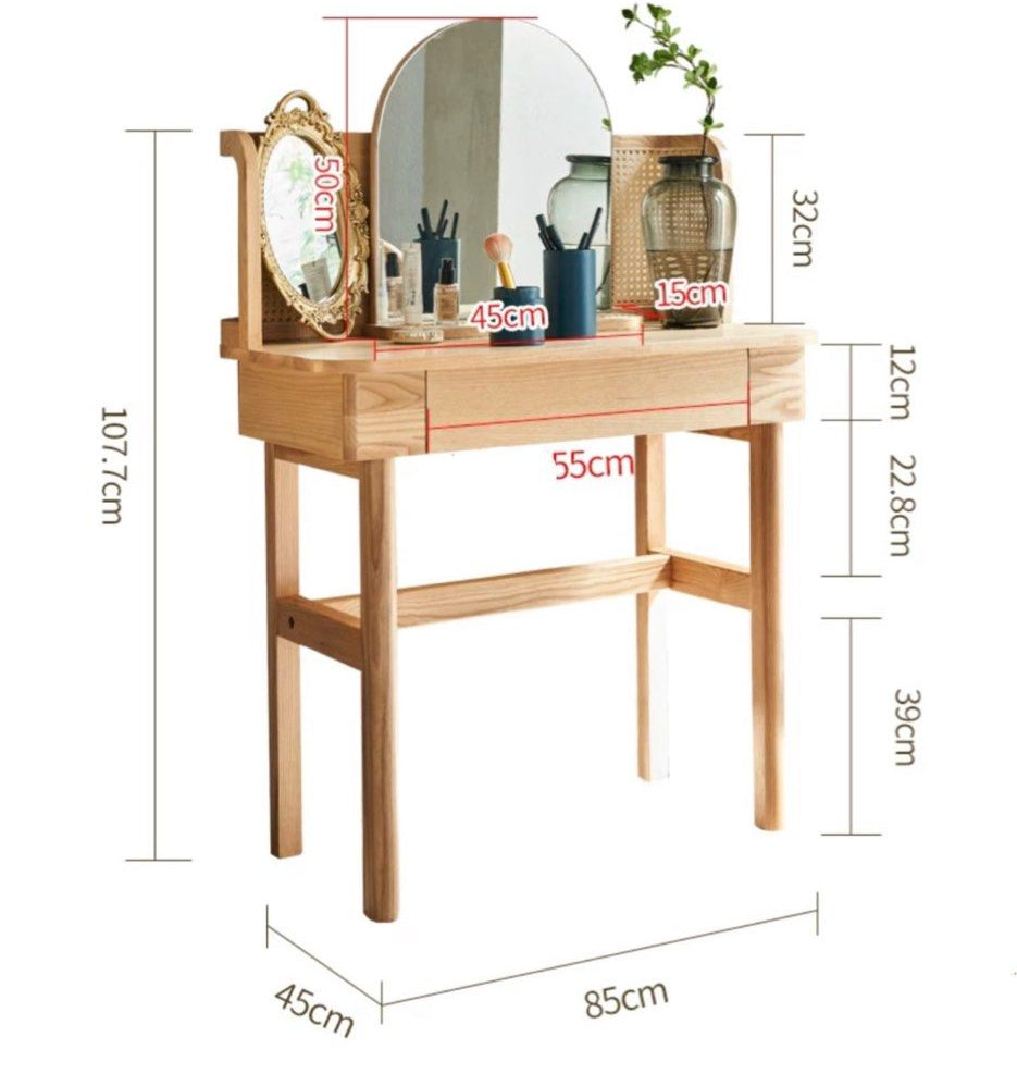 LINDOE Japandi Solid Wood Vanity Table