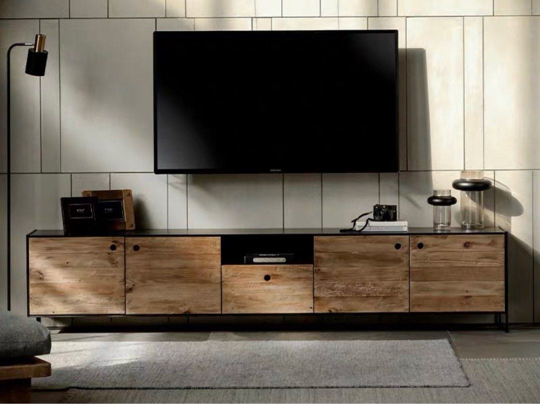 TELMAR Industrial Solid Wood TV Console