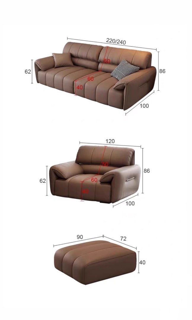 MARVORA Modern Genuine Leather Sofa