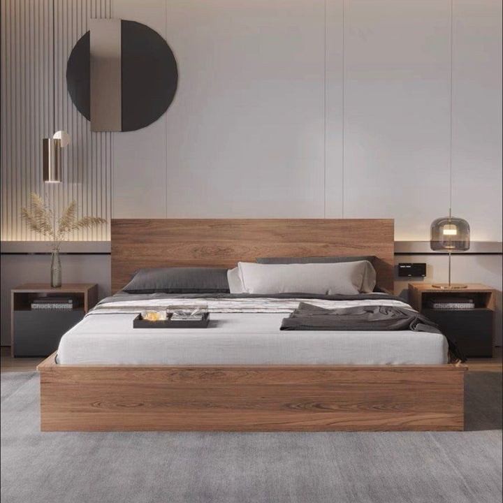LOJE Rustic Storage Bed Frame