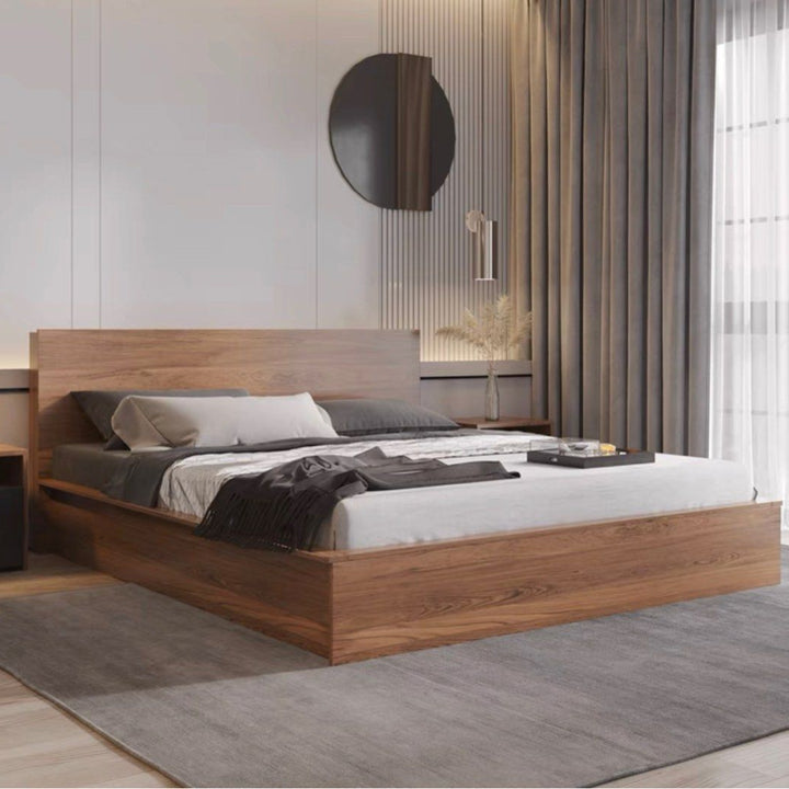 LOJE Rustic Storage Bed Frame
