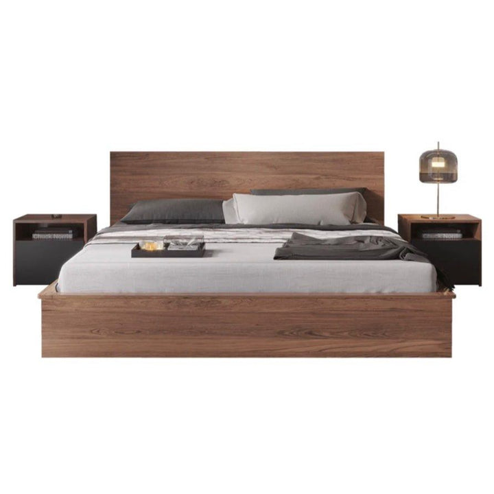 LOJE Rustic Storage Bed Frame