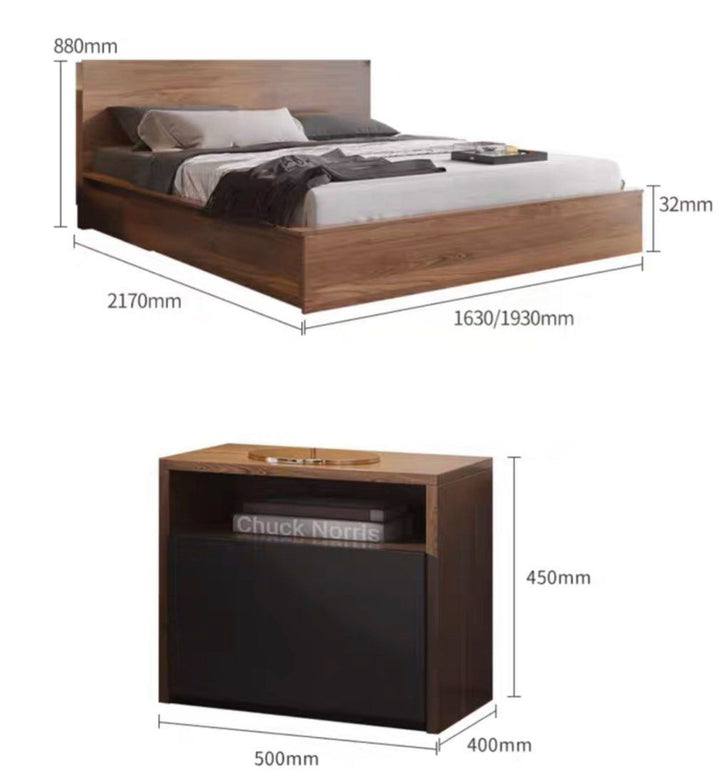 LOJE Rustic Storage Bed Frame