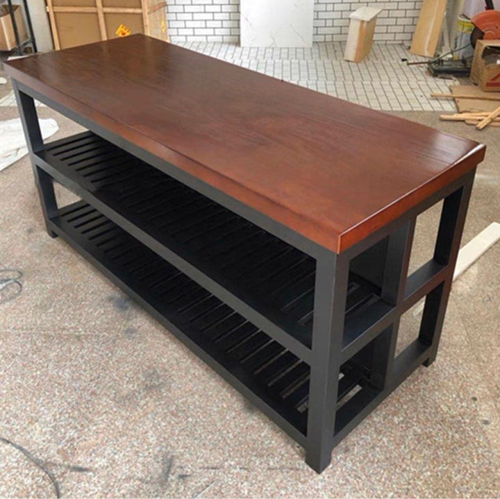 LOWDE Industrial Solid Wood Kitchen Island
