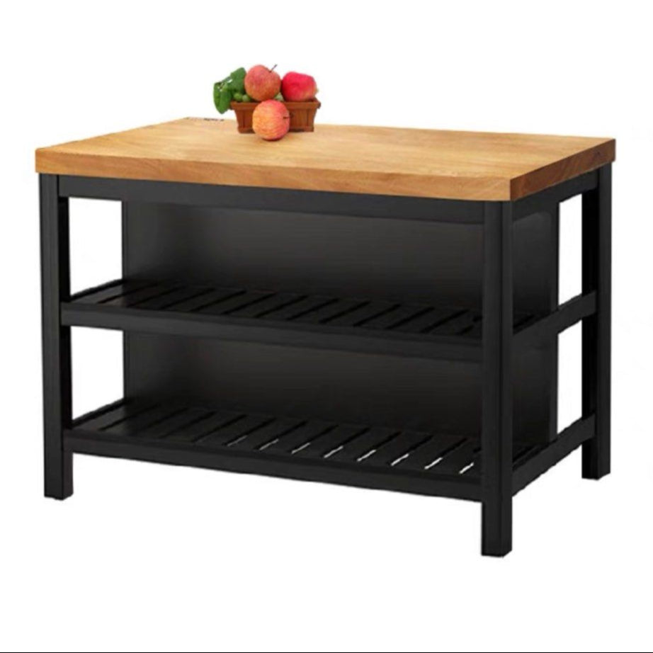 LOWDE Industrial Solid Wood Kitchen Island