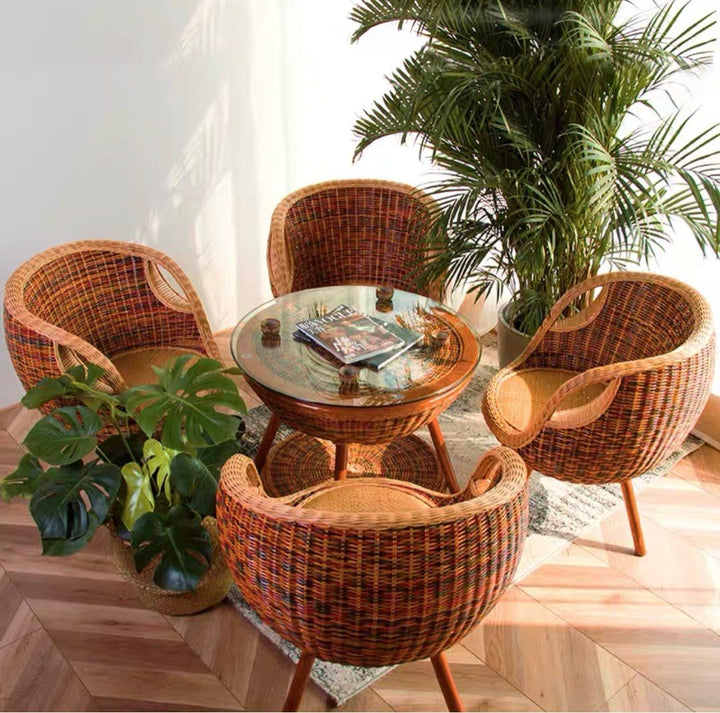 BUSRE Rustic Rattan Outdoor Chair