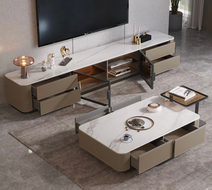 GREVIK Modern Saddle Leather TV Console