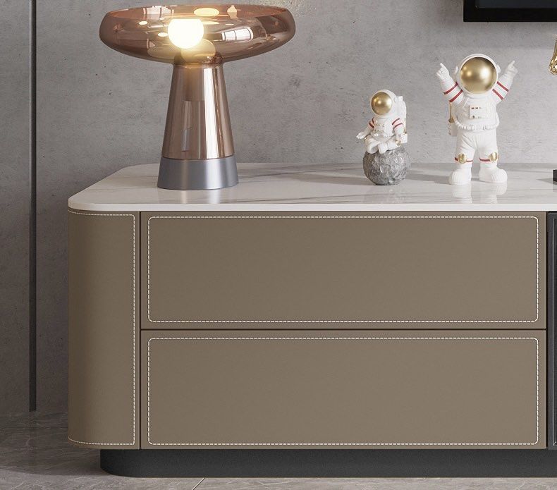GREVIK Modern Saddle Leather TV Console