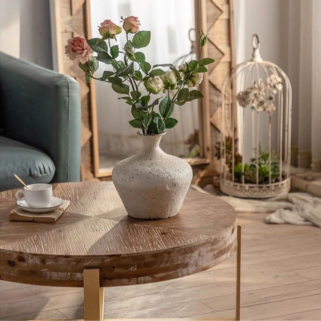FARRELL Rustic Farmhouse Round Coffee Table