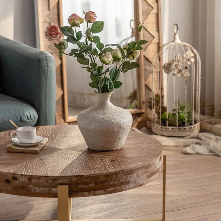 FARRELL Rustic Farmhouse Round Coffee Table